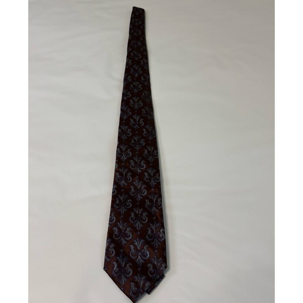 Italian made, Massimo Bizzocchi optical illusion pattern, silk tie, brown, blue